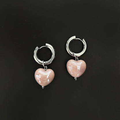 Dusty Pink HEART Earrings