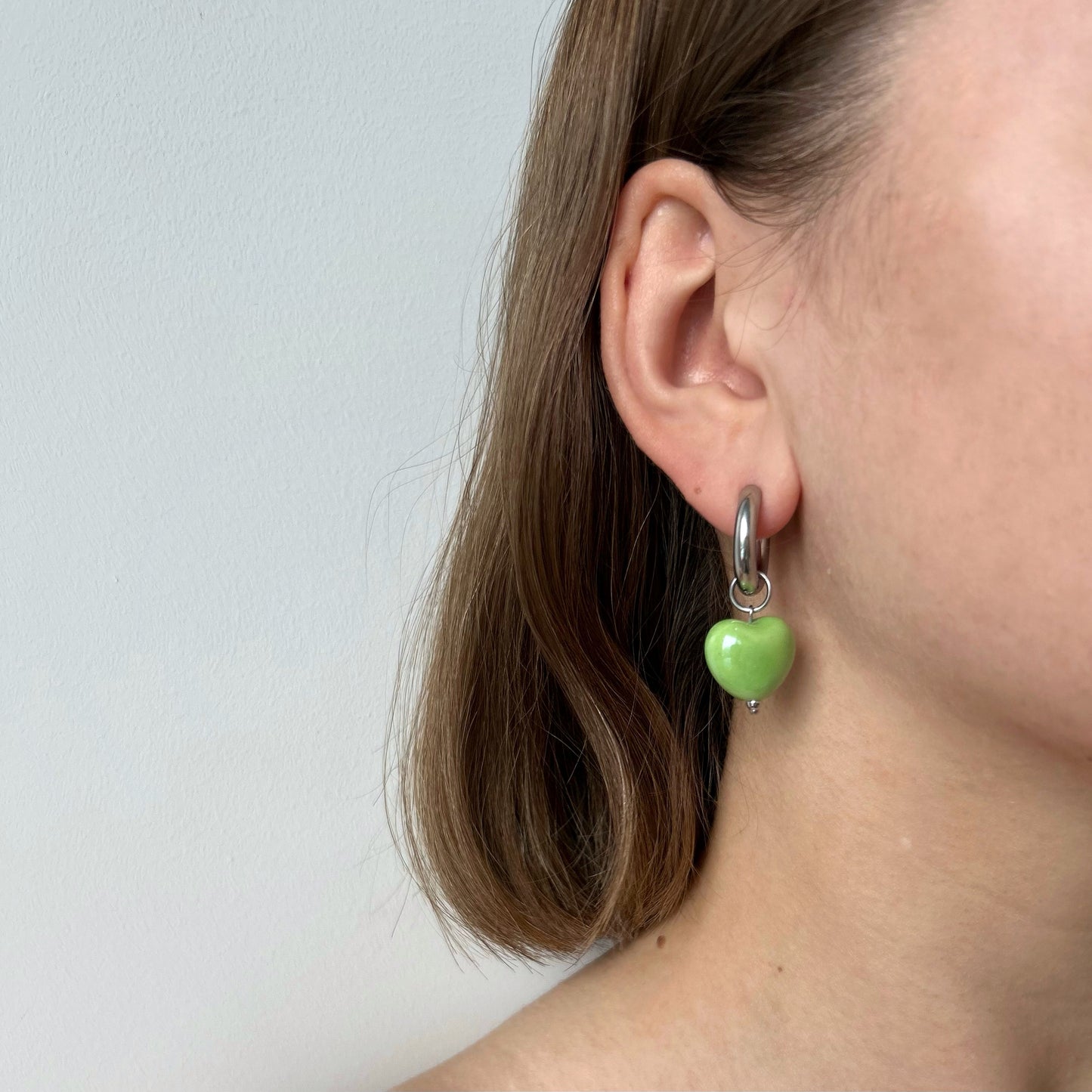 Green HEART Earrings