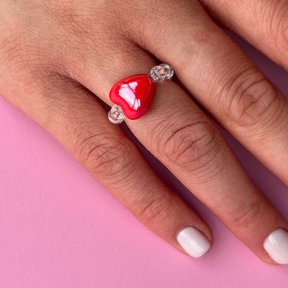 Glass HEART Ring